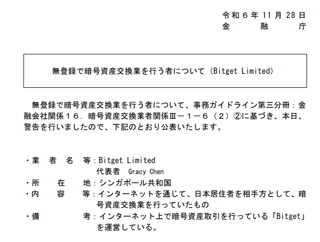 Bitget 警告