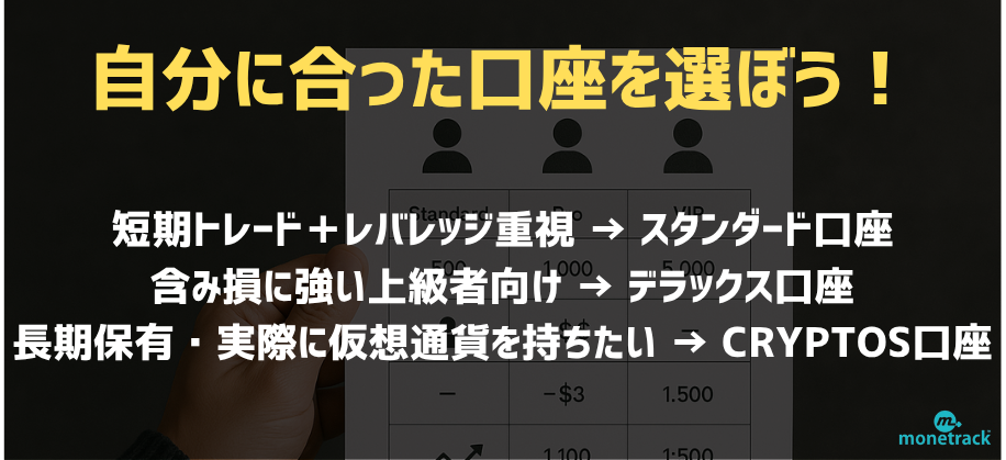 自分に合った口座を選ぼう！