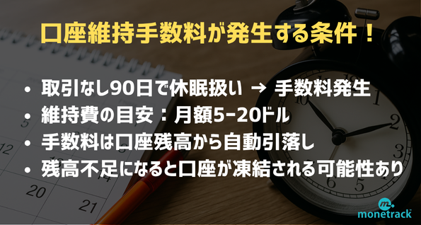 口座維持手数料が発生する条件
