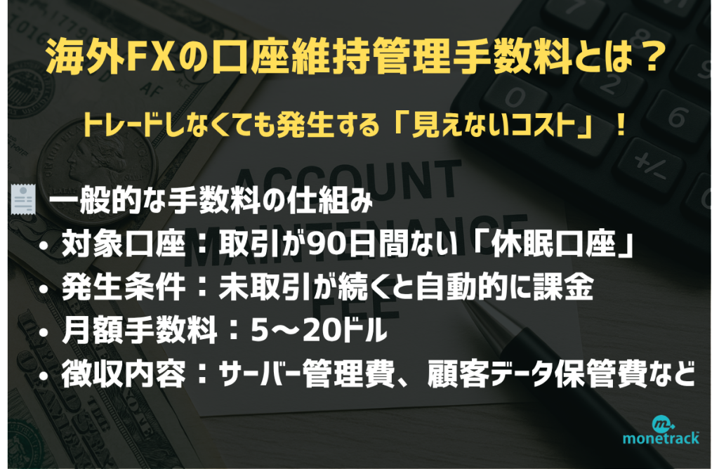海外FXの口座維持管理手数料とは？