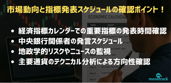 市場動向の把握と指標発表スケジュール確認